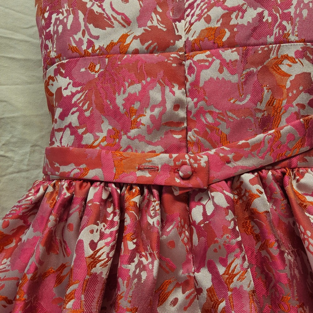 Zoe Ltd Dress Kids Size 12 Pink Abstract Floral Rosette Sleeveless Party Formal - Picture 6 of 9